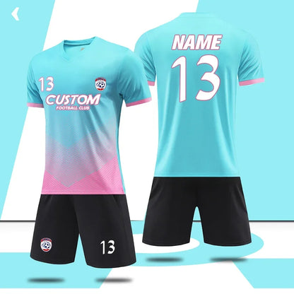 Custom Soccer Uniforms Football Training Clothing Adults Kid Clothes Short Sleeve Printing Men Boys Soccer Clothes Sets Jls916