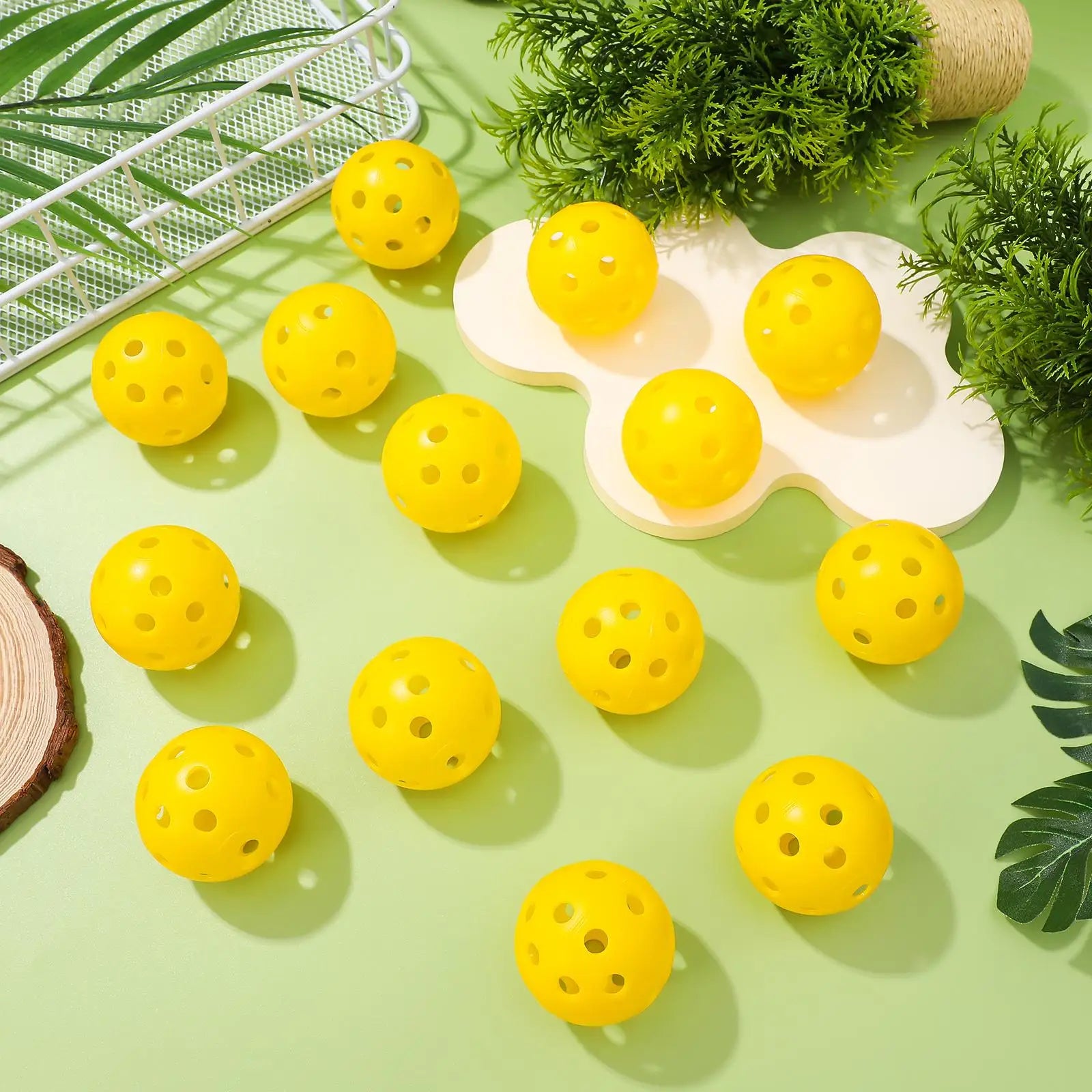 24 Pcs Yellow Golf Practice Balls Hollow Plastic Holes Indoor Training Durable Lightweight Swing Aid Improve Skills Golf