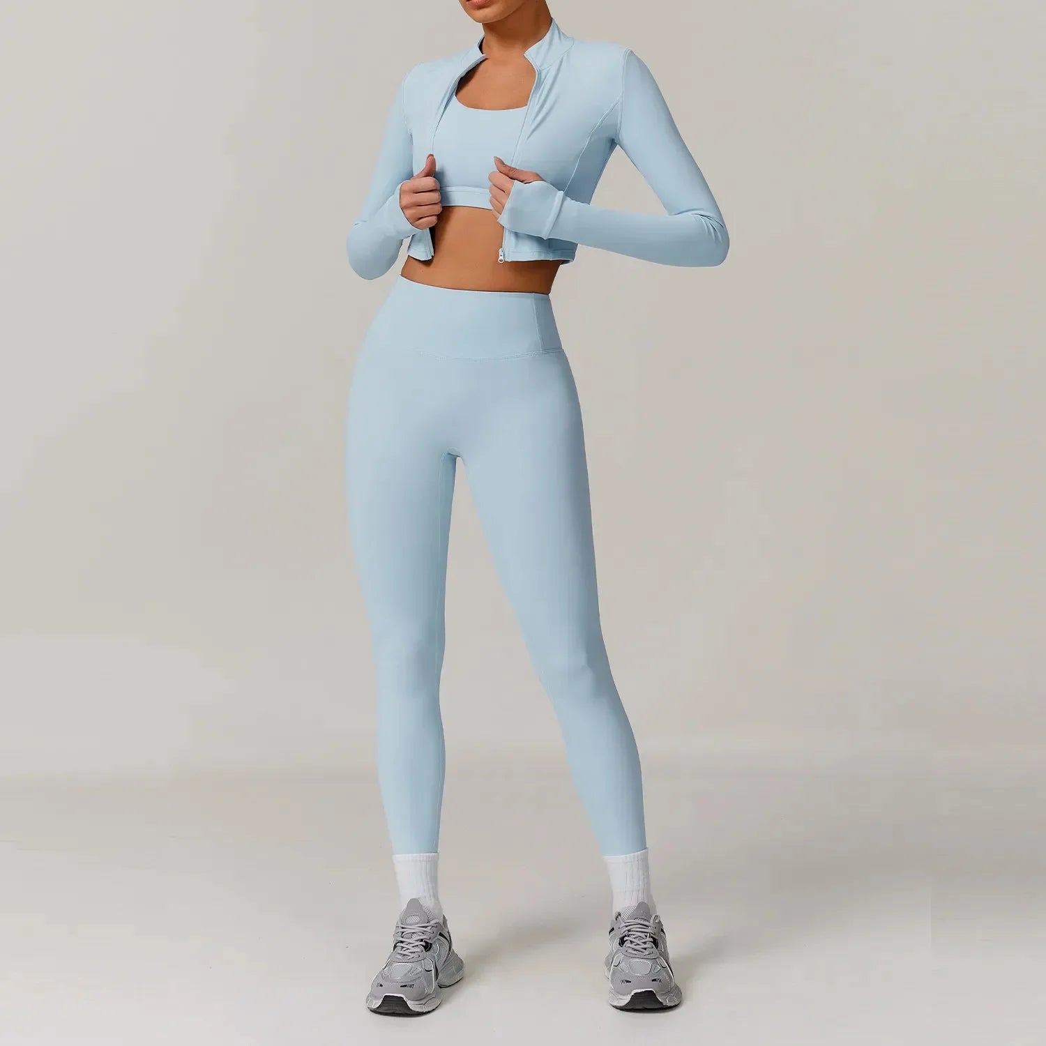 Womens Yoga Outfit Three Pieces Suits Vest Set Exercise Close-Fitting Fitness Wear Running Elastic Workout Tracksuit