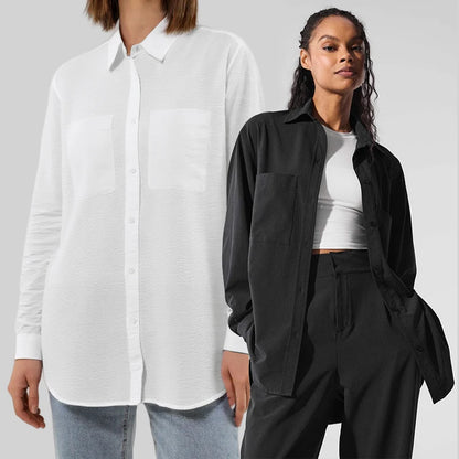 Yoga Shirts Fitness Sport Pilates Loose Comfortable Pocket Jacket Fashion Versatile Summer Sun Protection White Black Shirt Tops