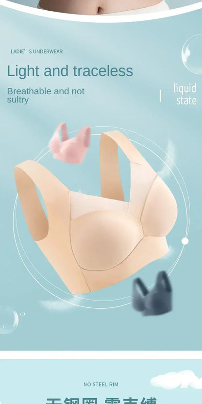 Women Lace Sport Bras Plus Size Seamless Bra Bralette Backless Lady Brassiere Vest Female Gathers Shock-Proof Wireless Top L-3XL