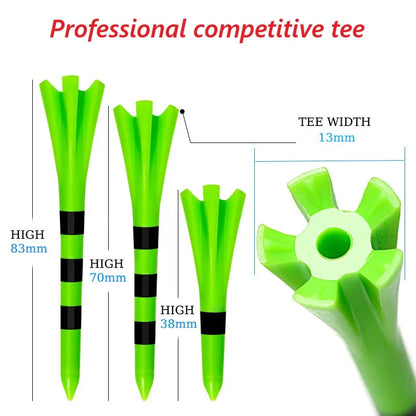 Professional 50 Pack Plastic Golf Tees  3-1/4"(83mm)  4-Prongs Head Design to Reduce Friction & Side Spin