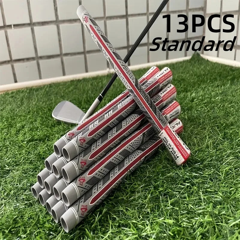 13pcs Golf Club Grips Set - Medium & Standard, Durable Rubber in Black, White, Blue, and Red with Textured Pattern for Enhanced