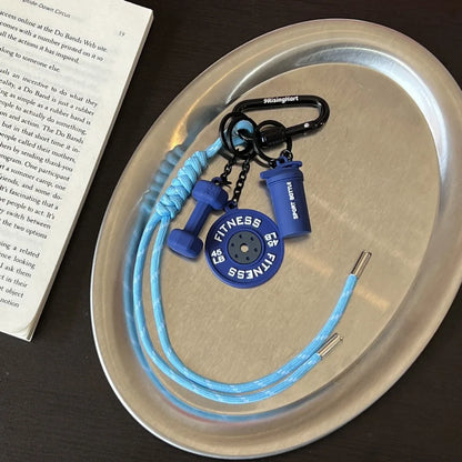 Mini Barbell Plates Key Chain with D-shaped Buckle Kettlebells Simulation Dumbbells Keyring Water Cups Creative