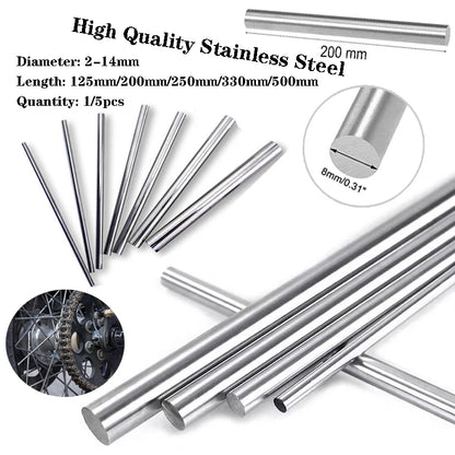 Ground Metric Stainles Steel Shaft Rods, 2mm-14mm Diameter, 125mm 200mm 250mm 330mm 500mm Length, Sold in 1pcs/5pcs