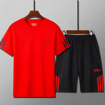 New Men's Summer Sportswear Fitness Clothing Short-Sleeved T-Shirt Loose Quick-Drying Clothes Basketball Uniform Running Shorts