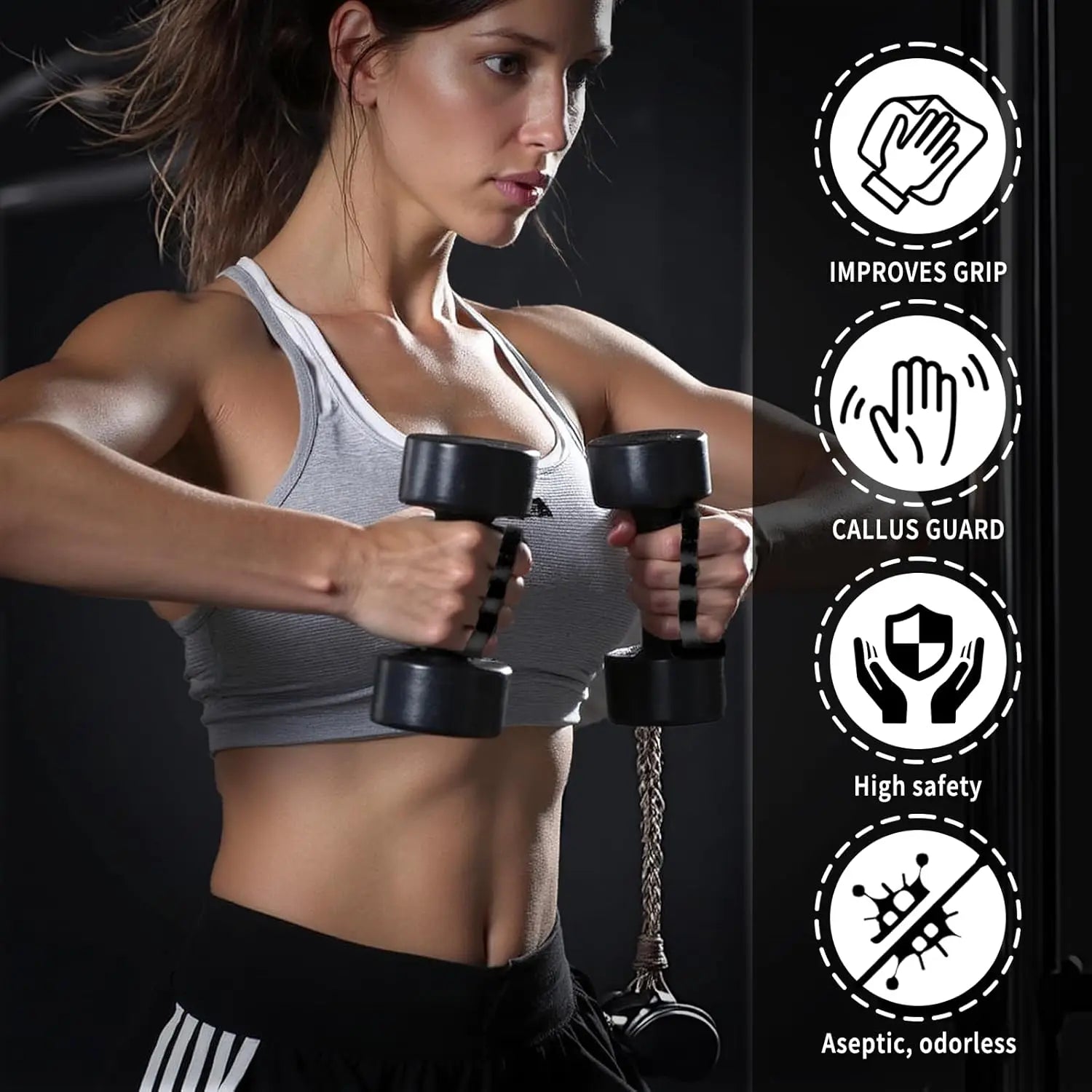 Finger Grip Strength Gym Hand Grips for Weight Lifting Rubber Anti-Slip Workout Gloves Gym Grips for Men Women Training Exercis