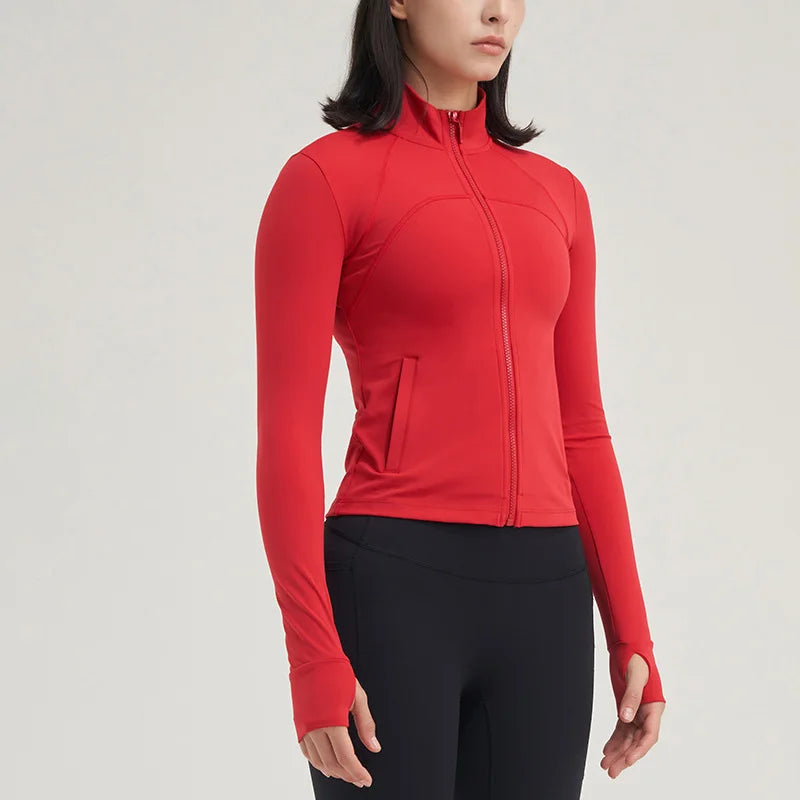 TRY TO BN Yoga Long Sleeve Coat Zipper Loose Sports Tops Breathable Sunscreen T Shirt Workout Women Running Gym Clothing Fitness