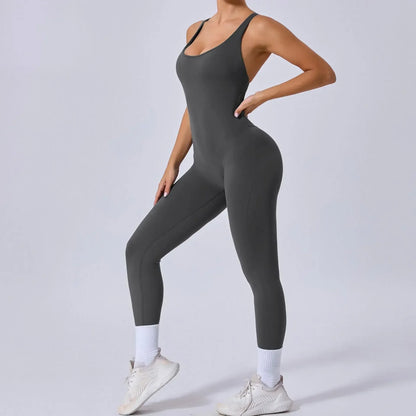 Seamless Yoga Jumpsuits Sports Fitness Hip Raise Cross Back Adjustable Shoulder Strap One-piece Workout Gym Tracksuits for Women