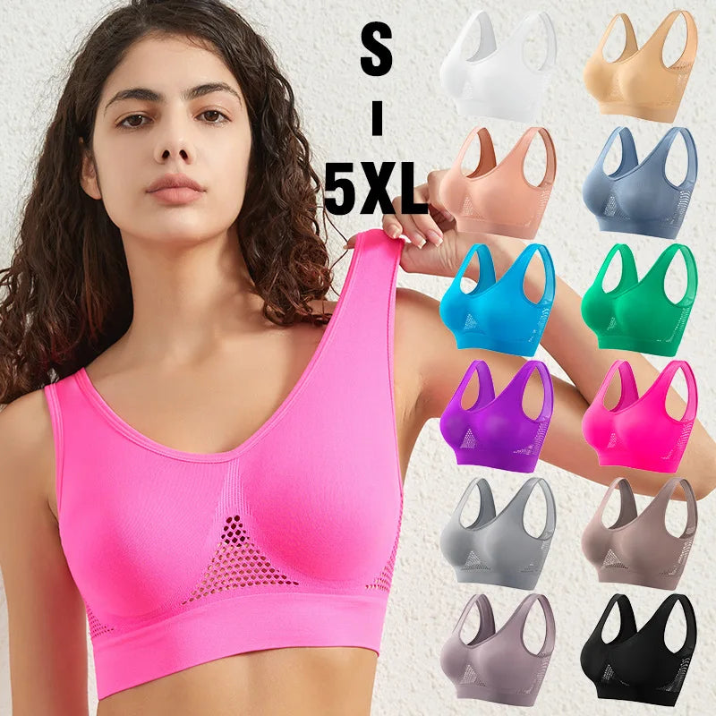 Sports bra for women with small breasts gathered for fitness running yoga and beauty Tank top without steel rings Large siz