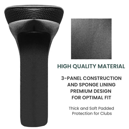 Golf Club Head Covers for Woods Driver Fairway Hybrid Value 4 Pack, Long Headcover Interchangeable Accessories