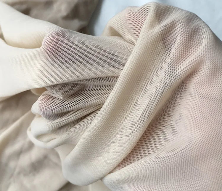 High-elastic Ultrafine Power mesh Net fabric Nude Flesh color 4 Way Stretch Spandex Mesh Underwear Stocking Yoga clothing fabric