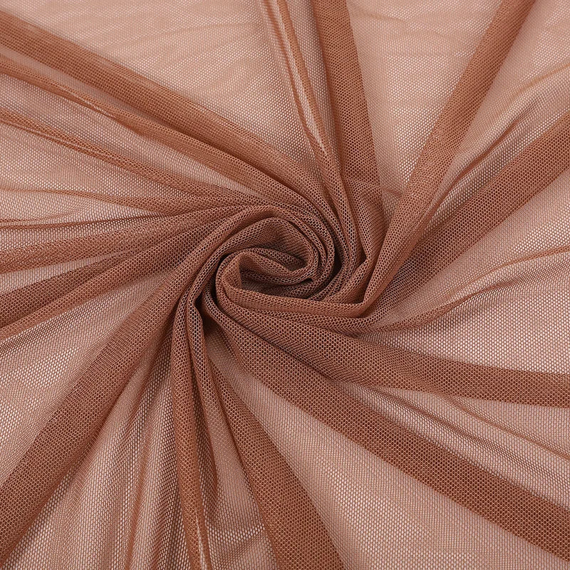 High-elastic Ultrafine Power mesh Net fabric Nude Flesh color 4 Way Stretch Spandex Mesh Underwear Stocking Yoga clothing fabric