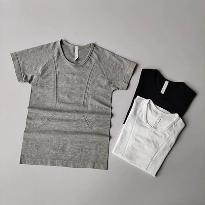 Women's yoga sports short sleeved T-shirt, 2025 new slim training and fitness clothing