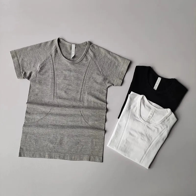 Women's yoga sports short sleeved T-shirt, 2025 new slim training and fitness clothing