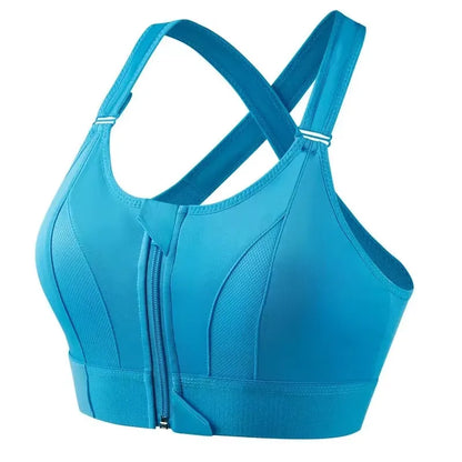 S-5XL Bras For Women Sports Front Zipper Adjustable Strap Shockproof Elastic Fitness Athletic Brassiere Slim Yoga Crop Top