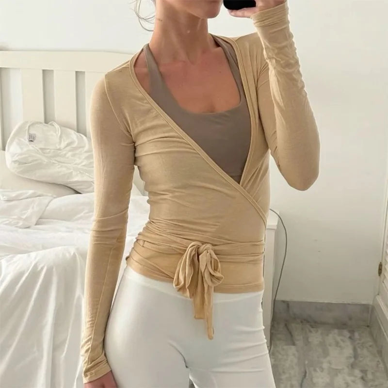 Yoga Workout Outfits Ladies Casual Slim Fit Bandage Crop Tops T-shirt + Fitness Legging Pants Women 2 Piece Sporty Matching Set