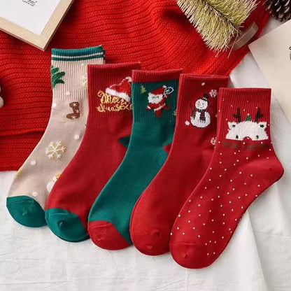 2025 Christmas Socks 5Pairs Christmas Socks Animal Girls Christmas Gifts For ChildrenKawaii Cartoon Santa Claus Snowman