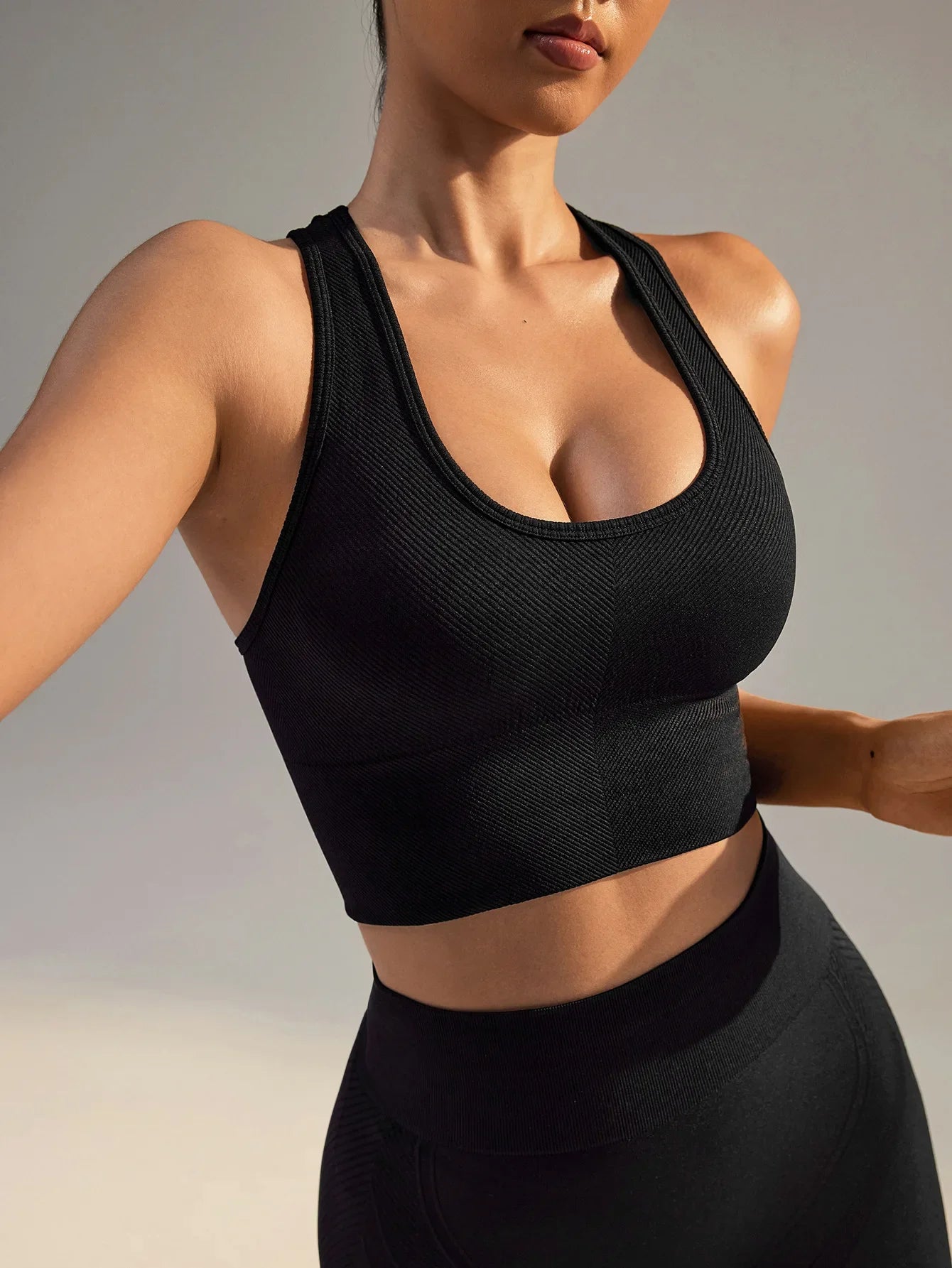 Seamless Sport Bras Gym Top High Intensity Underwear Running Training Yoga Bra Shockproof Ribbed  Fitness Yoga Vest Crop Top