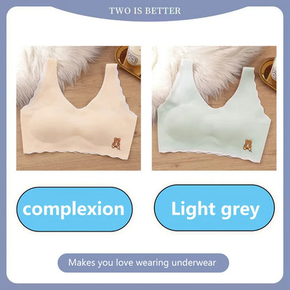 2pcs Sports Bras Women Ice Silk Comfortable Breathable Suitable For Girls Without Steel Rings Vest Bra Fashionable Lightweight