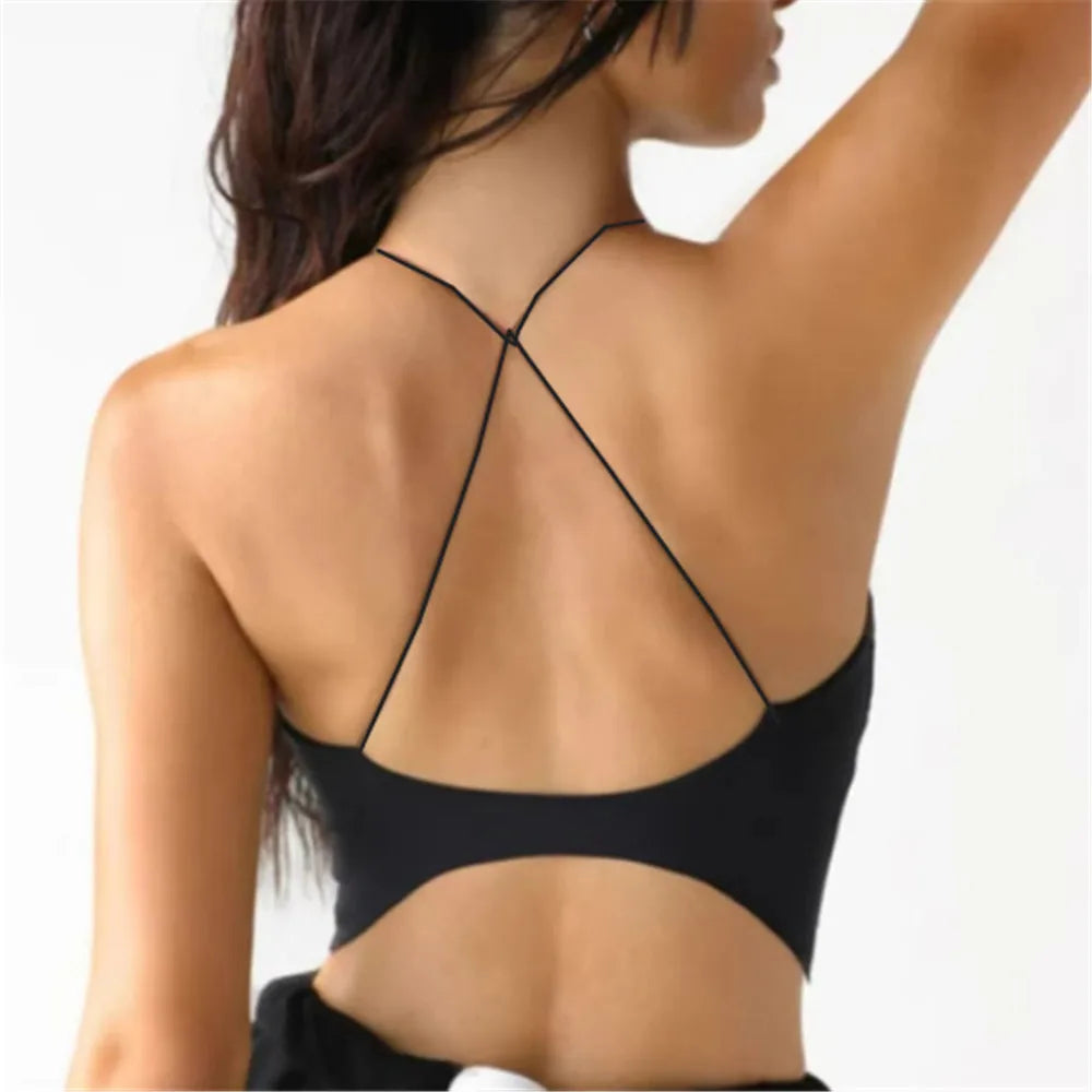 2025 Pad Spandex Nylon Sport Bras Women Sports Bra Gym Gym Fitness Push Up Tank Top Women Cross Yoga Ballet Dance Underwear