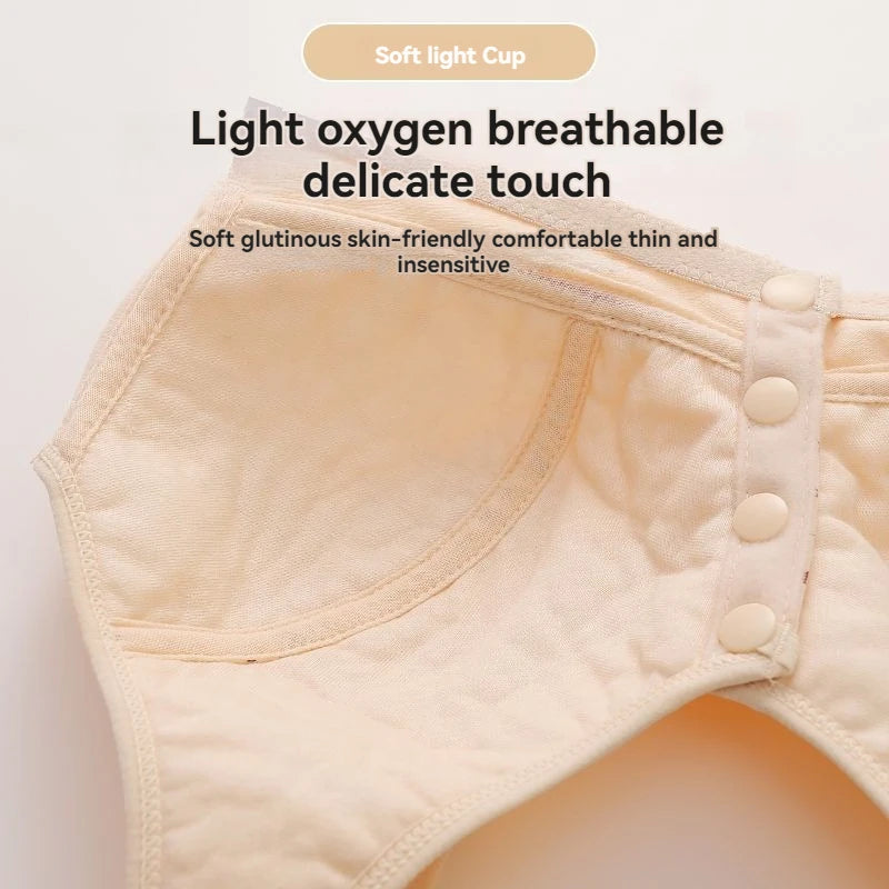 Women's Front-opening Comfortable Sports Underwear Thin Cotton Printed Non-wired Bra With Vest Style  Breathable Function