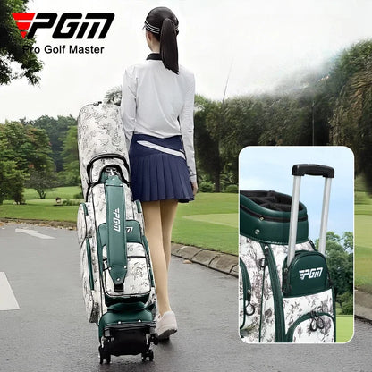 PGM 4 Wheel 360 Degree Rotating Waterproof Golf Bags Quality Women's vintage pull rod Golf Bag QB169