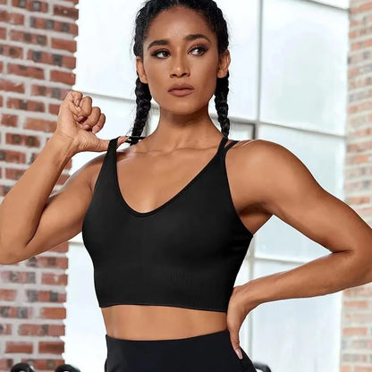 Breathable Sports Bra Anti-sweat Fitness Top Seamless Yoga Bra Shockproof Crop Top Women Push up Sport Bra Gym Workout Top