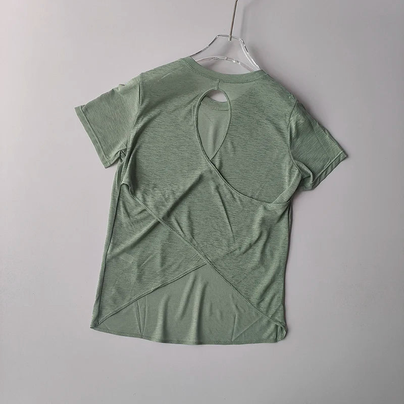 Yoga Short-sleeved Top for Women in Summer T-shirt Training Quick-drying Fitness Vest Pilates Slim Fit Slim Shirt Top Clothing