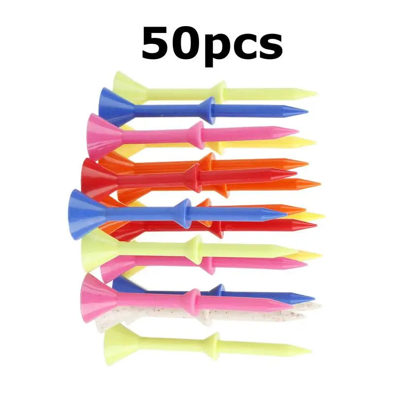 Golf Tees Plastic Tee Value 50 Pcs Durable Colored Tee 83mm golf studs Used for Practice Mat Driving Range accessories
