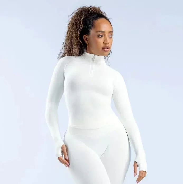 Impact Yoga Clothing With LOGO Long Sleeve Half Zippy Sport Top Women Seamless Sports Shirts Gym Fitness Workout Pilates Clothes