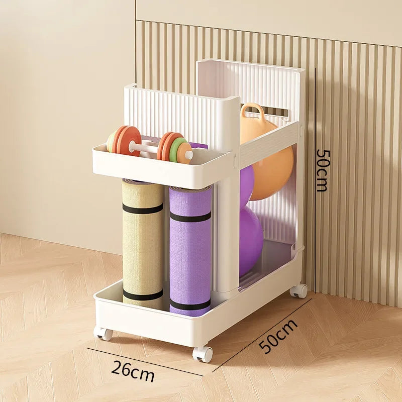 Gym Equipment Holder with Wheels Sports Equipment Storage Rack Yoga Mat Storage Basket Fitness Equipment Sports Tools Organizer