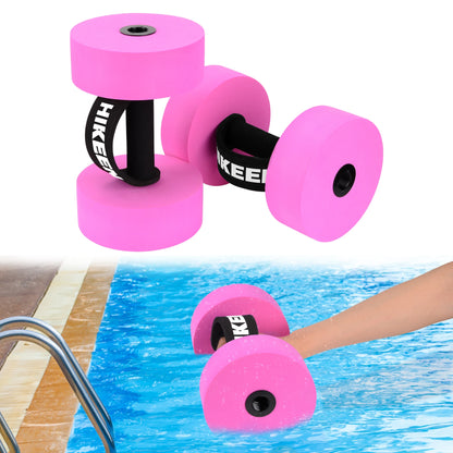 Hikeen Aquatic Exercise Dumbbells Water Dumbbell Resistance Fitness Barbells with 4 High-Density EVA Foam Pool Weights Dumbbells