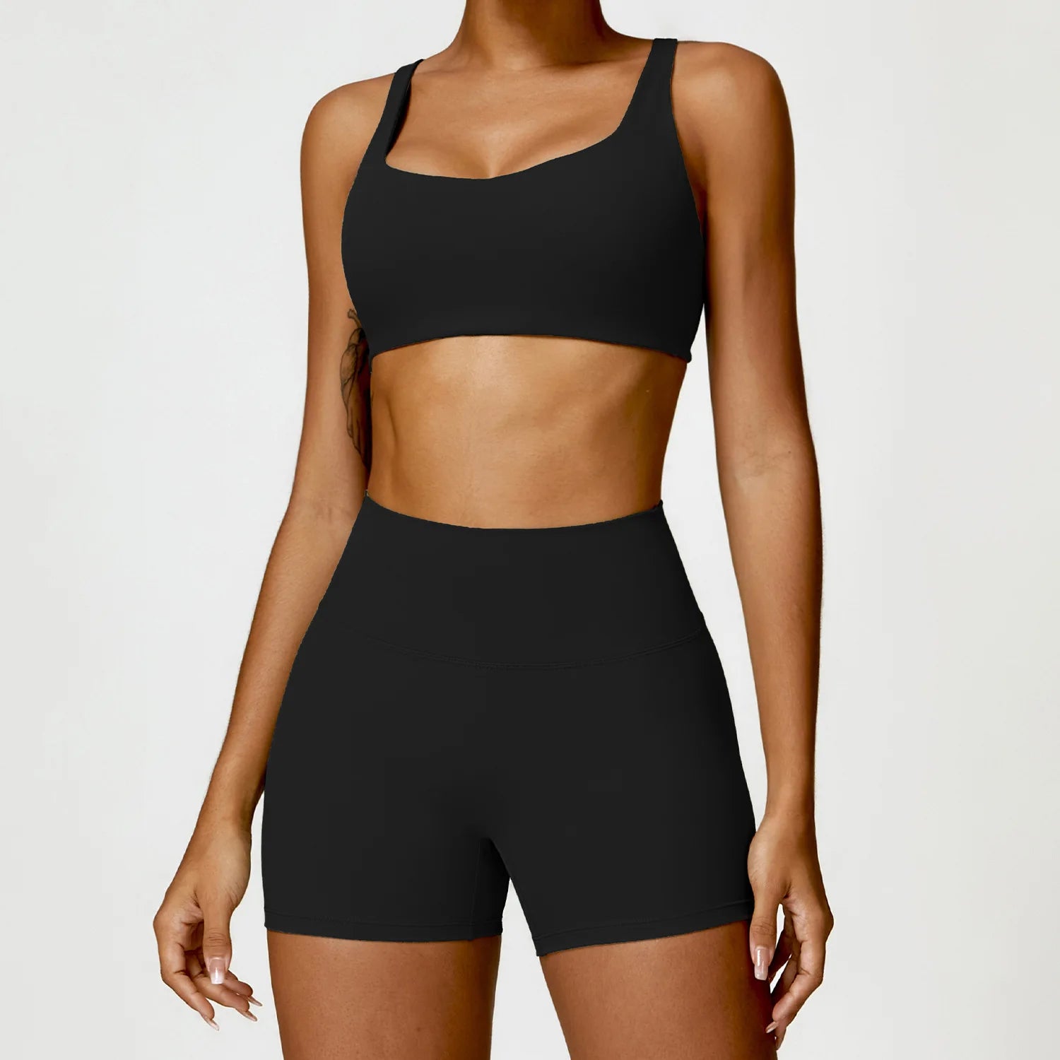 Nude Yoga Clothing Sets Women Long Sleeve Crop Tops Tight Shorts Suit Quick Dry Tracksuit Fitness Workout Outfits Gym Wear New