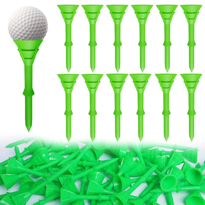 Golf Tees Plastic 3 1/4 inch Upgrade Bulk 50 Pack Reduce Friction Side Spin Durable Stable 83mm Long Tee for Golfer Practice