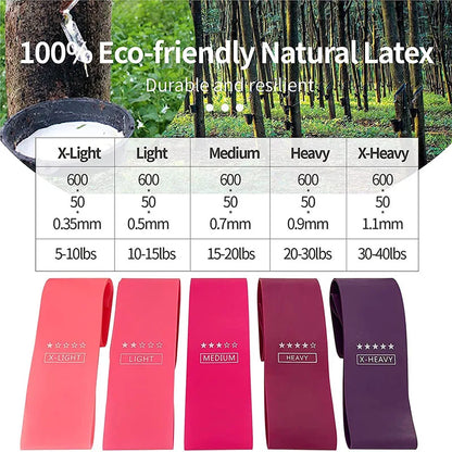 Resistance Loop Exercise Bands 5 Different Resistance Levels Elastic Band Suitable for arm Leg Stretching and Strength Training