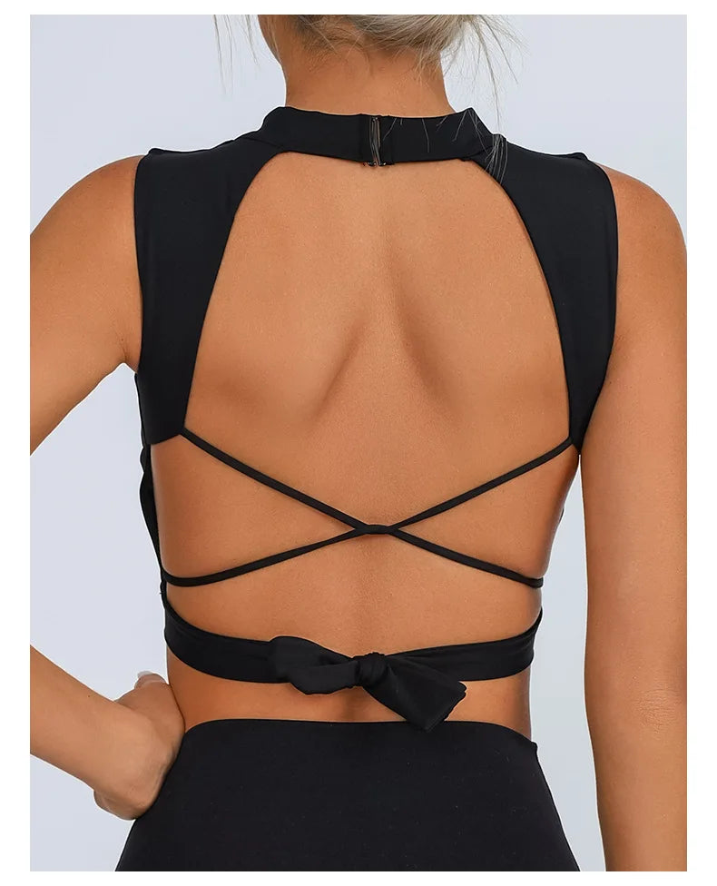 FUBEIKE Sports Bra Yoga Clothing Beauty Back Backless Quick-Drying Strap Sporty Woman Top Fitness Yoga Wear Sportswear