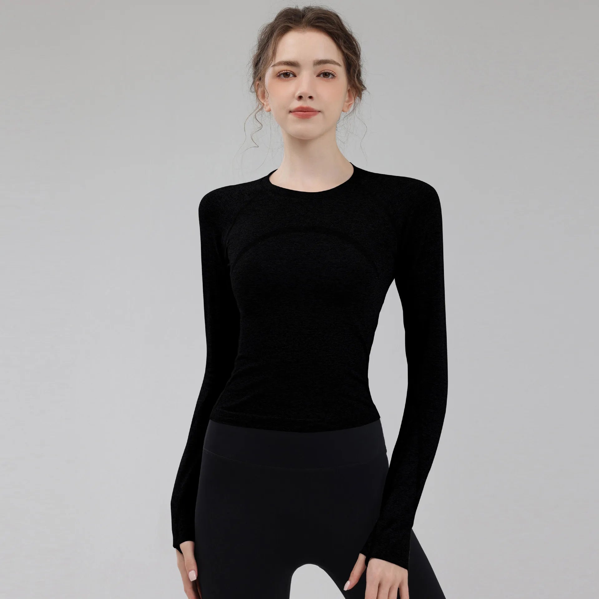 Women's seamless yoga outfit; professional running fitness clothing; long-sleeved pilates training yoga top; close-fitting