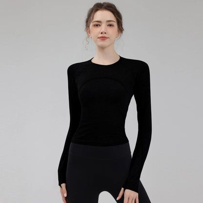 Women's seamless yoga outfit; professional running fitness clothing; long-sleeved pilates training yoga top; close-fitting