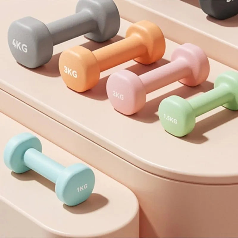 Yoga Flat Head Scrub Impregnated Plastic Dumbbells For Men And Women Home Exercise Sports Equipment Solid Cast Iron Dumbbells