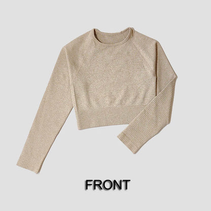 Yoga Sports Crop Top Long Sleeve Gym Women's Seamless T-shirt Fitness Woman Sport T-shirt Workout Tops For Women's Sportswear