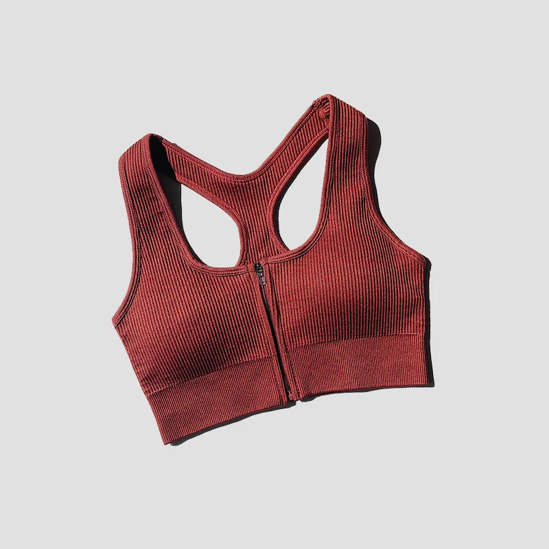 Sports Bra Crop Top Zipper Fitness Women Sportswear Sport Top Bras For Fitness Gym Female Running Push Up Yoga Workout Bra