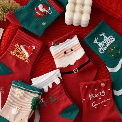 2025 Christmas Socks 5Pairs Christmas Socks Animal Girls Christmas Gifts For ChildrenKawaii Cartoon Santa Claus Snowman