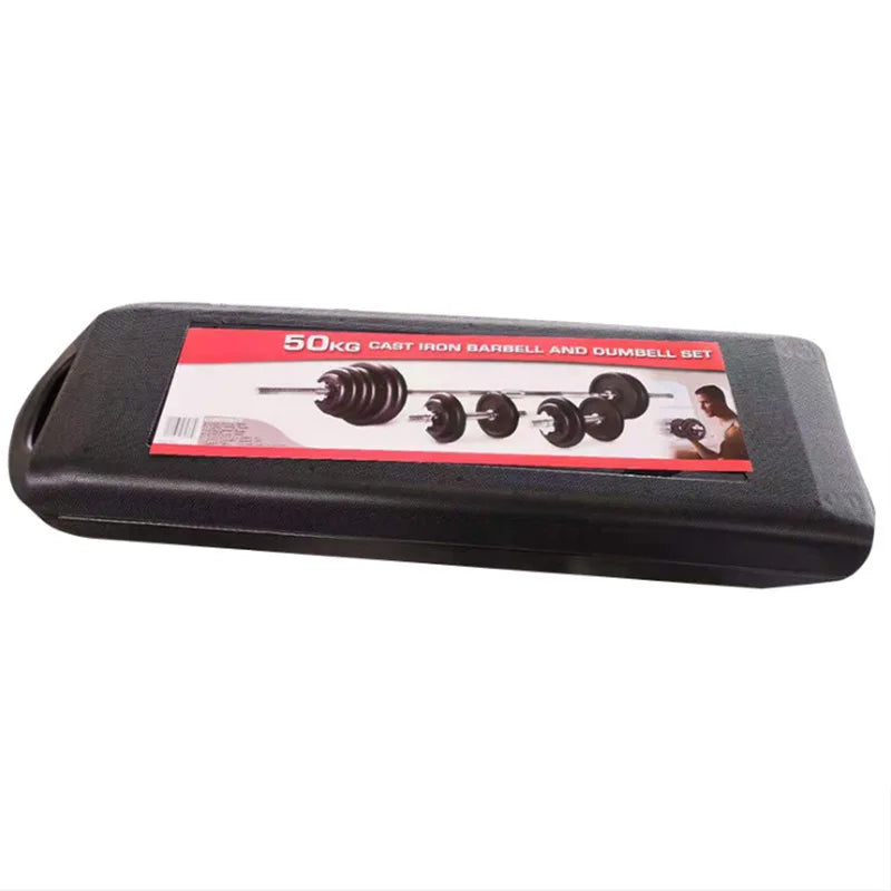 High Quality Cast Iron Adjustable Sports Gym Equipment 15kg 30kg 50kg Fitness Dumbbell and Barbell Set for Training