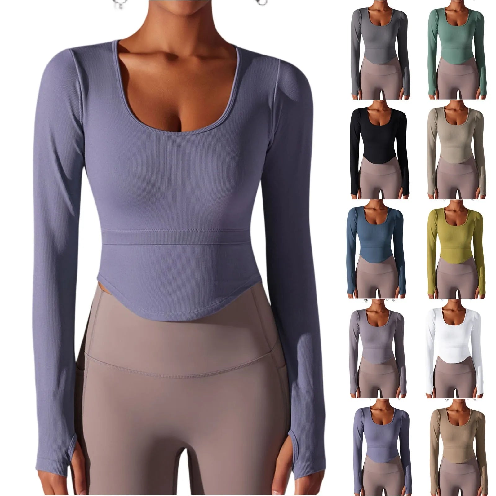 Yoga Clothing Top Women's Sweat Absorbing Long Sleeve Running Fitness New Winter Knitted Solid Color Warm Sports Yoga 2025