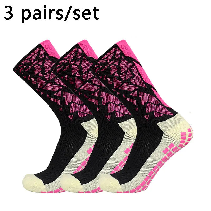 3 pairs New 2024 Men Women Camouflage Arrow Soccer Socks Breathable Sports Silicone Anti Slip Grip Football Socks