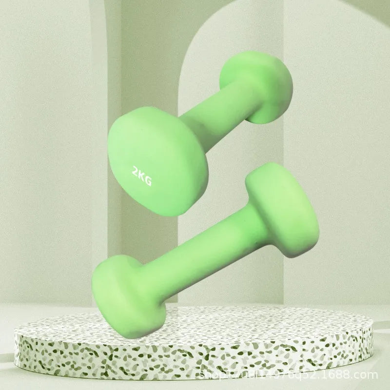 Yoga Flat Head Scrub Impregnated Plastic Dumbbells For Men And Women Home Exercise Sports Equipment Solid Cast Iron Dumbbells