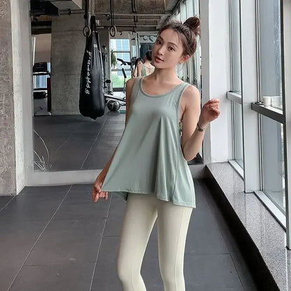 Yoga Clothes Vest Women's Beautiful Back Loose Fitness Top European and American Style