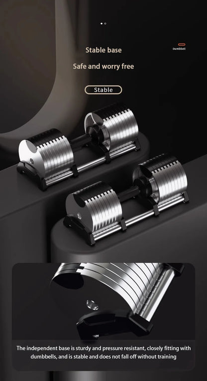 Electroplated Dumbbells, Professional Gym Fitness Dumbbells, Internal Rotation, 32kg Weight, Adjustable, 4kg Increase, 2024