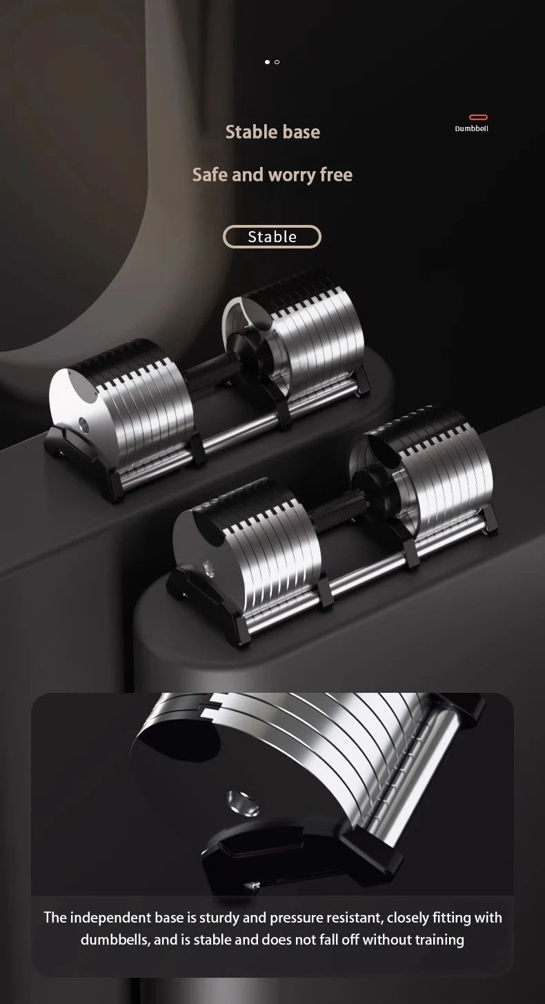 Electroplated Dumbbells, Professional Gym Fitness Dumbbells, Internal Rotation, 32kg Weight, Adjustable, 4kg Increase, 2024